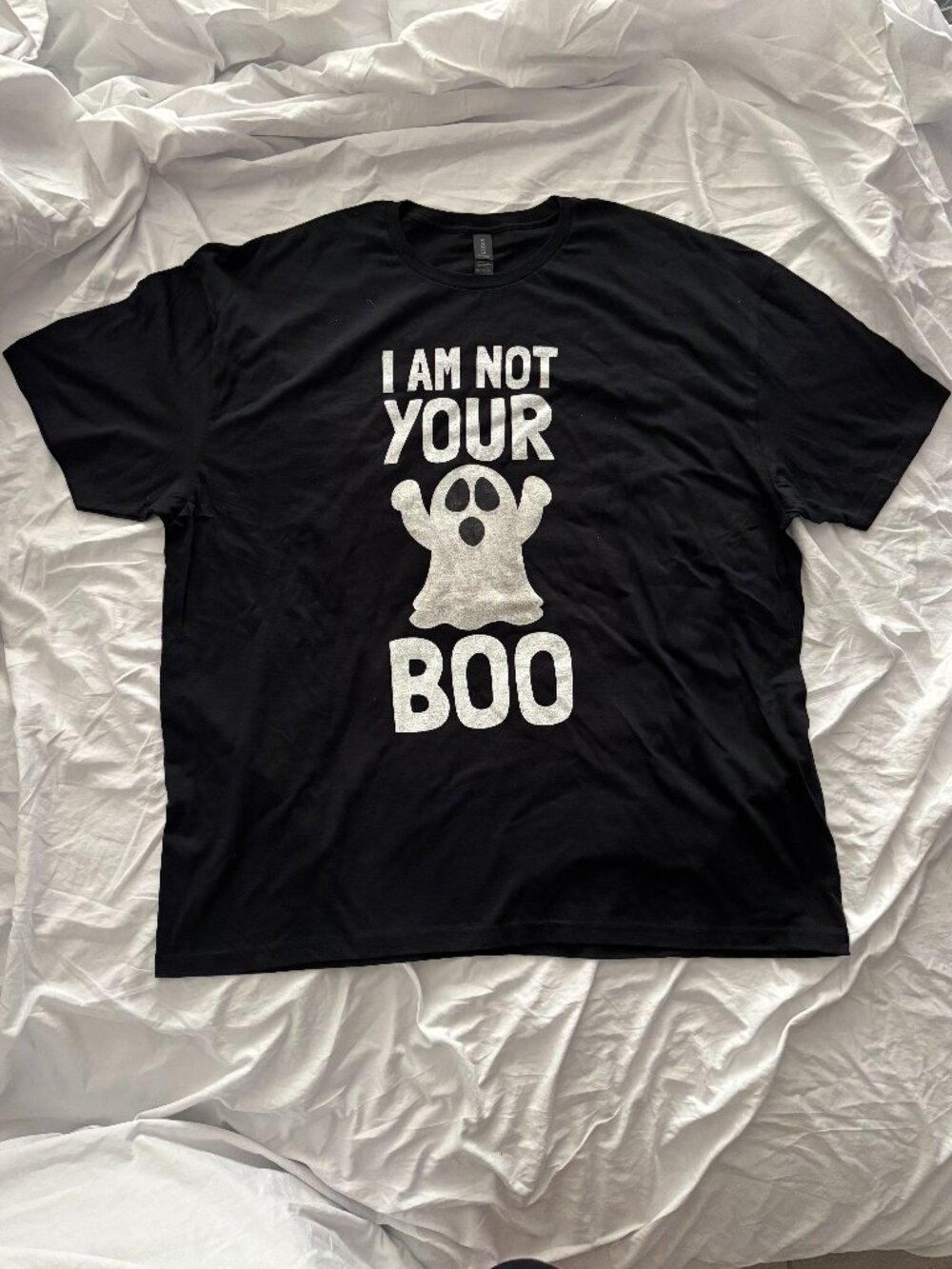 Fun Men's Halloween "I Am Not Your Boo" Ghost Graphic Tee Black 3XL Spooky Party